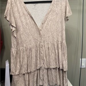 Torrid Beige Leaf Print Blouse